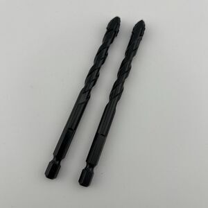 2pc 10mm Glass & Tile Drill Bit Set, 1/4" Hex Shank Carbide Spear Head Black